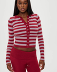 red white and blue Striped button down cardigan
Exaggerated long sleeves
Ribbed accents
Snug sculpting fit
Anti-Pilling Acrylic/Polyester/Modal/Nylon