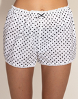 White polka dot mini shorts
summer shorts
spring shorts