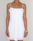 white Woven cami mini dress
Button down closure
Adjustable straps
Ruffled trim
Lined
bridal dress outfit
bachelorette
white mini dress
summer dress
spring dress