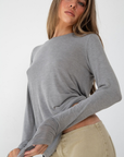 grey Knit long sleeve tee
Crewneck
Unlined
Length: 21.5"
Rayon/Acrylic/Spandex