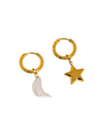18K Gold Non-Tarnish Mismatch Moon and Star Earring
18K Gold Plating
Stainless Steel
Measurement (L x W inch):1.01x 0.47
Lead-free
Nickel-safe
Hypoallergenic
Water Resistant