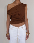 brown Ruched tank top
Asymmetric waistline
Sleeveless
Draped neckline/ cowl neck
Open back with tie closure
Elastic back
Has stretch
Partially lined
going out top
summer tank top