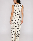 Satin polka dot maxi dress
Scoop neckine
Strapless
Side zipper closure
Unlined