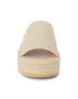 Platform braided raffia sandal
Padded insole
Slip on style
Jute/Synthetic