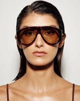 tort frame yellow lens modern aviator banbe sunglasses