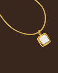 18K gold non-tarnish square shell necklace
18k gold plating stainless steel
Pendant Size: 0.4 x 0.4
Chain Length: 15.5"
Extension Length: 2"
Lead and Nickel Free
Hypoallergenic
Water Resistant