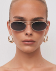 black and gold Round aviator sunglasses