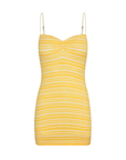 yellow Striped mini dress cover up
Adjustable spaghetti straps
Crafted from a custom Spandex blend hand knit
Acrylic/Spandex
Soft & delicate fabric, wear with care
Care: Hand wash inside out, hang or lay flat to dry