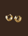 18k Gold chunky flat clicker hoop earrings