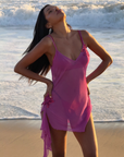 pink Chiffon sheer mini dress
Floral embroidery detail
Satin adjustable straps
Adjustable back tie
Asymmetrical hem line
festival outfit
coachella outfit
stagecoach outfit