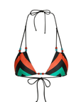 Chevron printed triangle bikini top
Hand-blown glass bead detailing
Fully reversible with contrasting chevron directions and alternate color moment