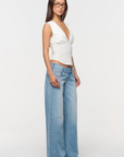 light vintage wash super low rise denim jeans
