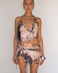 tie dye Knit mesh dress
Adjustable halter tie neck
Peek a boo midrif
Ring detail
Side slit
Fully lined
summer going out dress