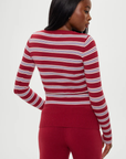 red white and blue Striped button down cardigan
Exaggerated long sleeves
Ribbed accents
Snug sculpting fit
Anti-Pilling Acrylic/Polyester/Modal/Nylon
