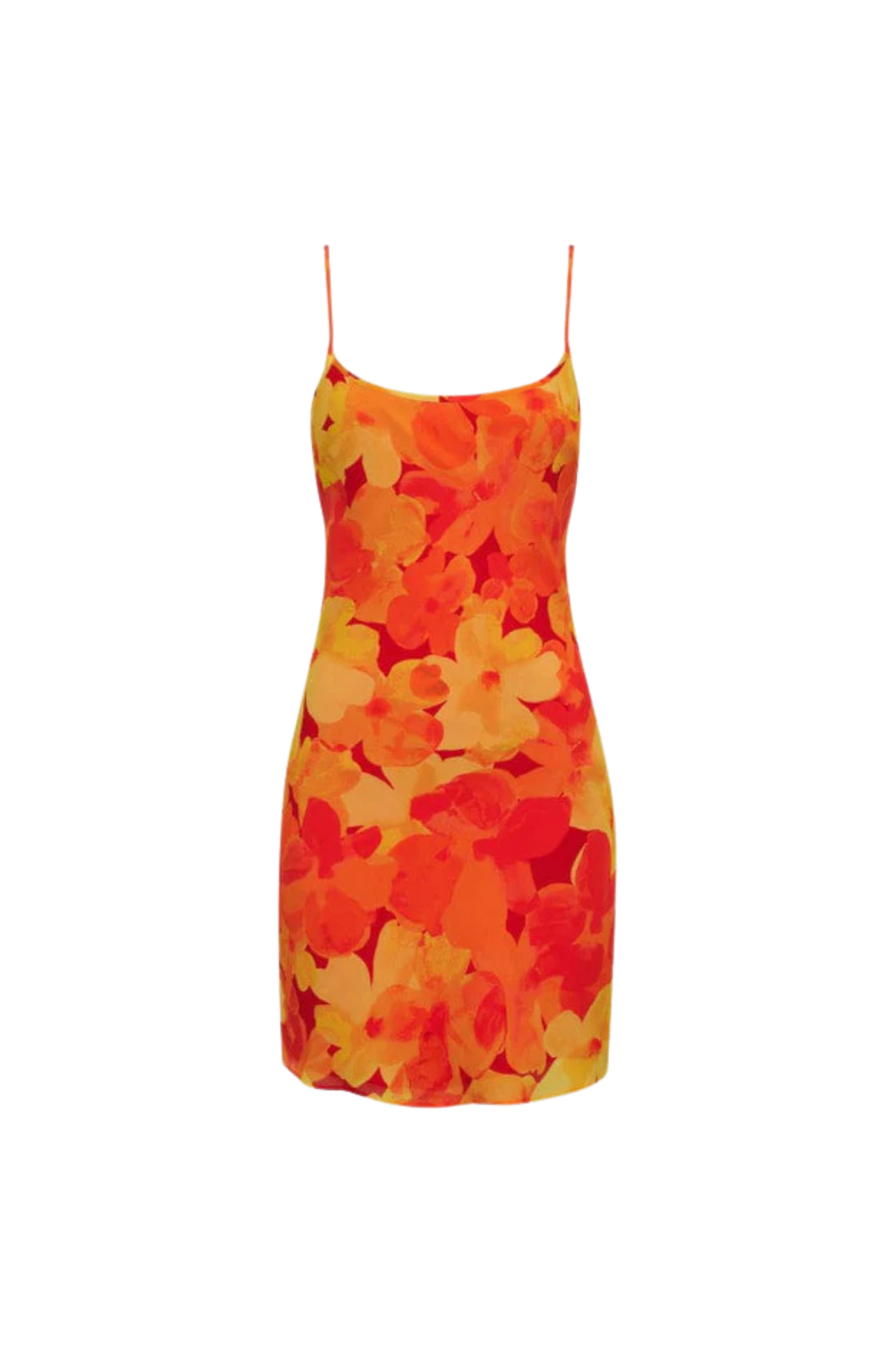 knee length dresses for ladies Orange Floral Slip Mini Dress – Gabi Swimwear main image 1