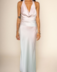 Blush ombre maxi skirt
Side slit
Elastic waistband
Side zipper closure
Unlined
pink and blue ombre maxi skirt