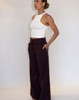 brown Woven wide leg pants
Folded waistband
Hook and eye and zipper fly
Side pockets
Faux back pockets
Fully lined
work pants
cute office work pants trousers