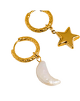 18K Gold Non-Tarnish Mismatch Moon and Star Earring
18K Gold Plating
Stainless Steel
Measurement (L x W inch):1.01x 0.47
Lead-free
Nickel-safe
Hypoallergenic
Water Resistant