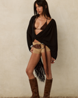 Double ring fringe belt
Bohemian ethnic style
Stud detailing
Dual-ring closure
BROWN FRINGE BELT