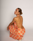 Printed crinkle woven chiffon maxi dress
Cowl neck
Fixed halter neckline strap
Side hook and eye and zipper closures
Adjustable back strap
Elastic back
Fully Lined
Orange plaid cowl neck maxi dress
summer wedding guest dress
summer maxi dress