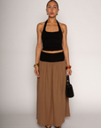 Color blocked woven linen maxi skirt
Jersey waistband
Unlined
Summer maxi dress
spring maxi dress