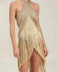 Shimmer metallic sarong skirt
Fringe detailing at hem
Can also convert into a top
gold shimmer cover up skirt
gold sarong