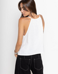 white Linen high neck tank top
A line
Button down closure
Fixed straps
Unlined