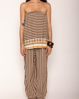 Striped tube top
Elastic band
Unlined
cream and brown striped tube top
resort wear top
swim cover up top