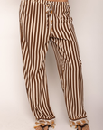 Striped pant
Adjustable drawstring waistband
Unlined
brown and cream striped pant
resort wear pant set
pant swim cover up