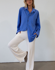 Ribbed knit pants. Elastic waistband. Side pockets. Unlined. causal pant. fall pant. cream casual pant