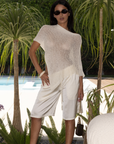 ivory Satin longline shorts/jorts
Adjustable drawstring
Elastic waistband
Side pockets
Unlined