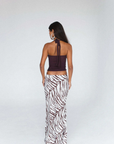 Tiger printed maxi skirt
Crafted from airy bamboo twill
Bias-cut silhouette creates a beautiful fluid drape and playful, bouncy movement
Fit runs true to size