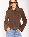 brown Vegan suede jacket
cropped fit
pointed collar and wide cuffs
Hidden side pockets
Seam detailing
Centered front zipper
fall jacket
fall outfit
winter jacket
winter outfit
free people jacket