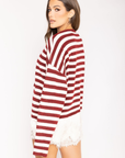 Striped cardigan
Long sleeve
Button down closure
Crew neckline
Unlined
burgundy ivory striped cardigan
christmas sweater
christmas outfit