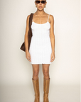 white Knit eyelet pointelle mini dress
Slip cami dress
Adjustable straps
Little bow detail
Unlined/partially sheer
summer mini dress
spring mini dress
coquette mini dress