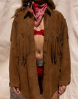 Faux suede jacket
Collar neckline
Long sleeves with button closures
brown western Fringe jacket
Front button down closures
Unlined
country jacket
country concert jacket outfit
stagecoach jacket outfit
festival outfit