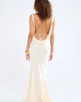 ivory Satin maxi dress
Cowl neck neckline
Open back
Adjustable back tie for waist snatching
Mermaid hem
bridal maxi dress
bridal shower maxi dress
rehearsal maxi dress
bride dress
wedding dress