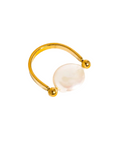 Gold ring with a large pearl
18K Gold Non-Tarnish Baroque Pearl Ring
18K Gold Plating
Stainless Steel
Faux Pearl
Size 7 Measurement: 0.682 Diameter/2.14 Circumference
Lead-free
Nickel-safe
Hypoallergenic
Water Resistant