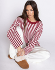 Striped oversized long sleeve top
Contrast neck
Unlined
red and white stripe long sleeve top
valentines day top
valentines day lounge wear