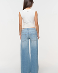 light vintage wash super low rise denim jeans