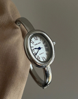 silver Bracelet watch
Roman Numeral Oval Dial
Stainless Steel
Dial diameter: 24mm
Metal