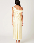 yellow Satin maxi dress
Asymmetrical off-shoulder neckline
Ruched bodice
High side slit
Lined
wedding guest dress
bridesmaid dress