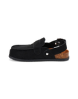 black suede clog slide