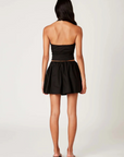 black Poplin halter corset top
Deep V neckline
Scallop edge trim
Hook & eye detail at front
Side zipper closure
Lined