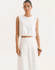 white Linen sleeveless crop top
Round neckline
Bubble hem
bridal top and skirt set
summer skirt set