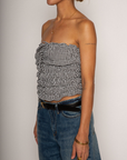 Gingham woven elastic smocked tube top
Front tie
Partially lined
summer top. summer outfit
spring outfit
spring tube top