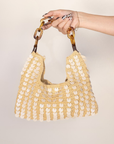 tan beige Sequin cotton mini purse
Inner lining
Magnetic clasp closure