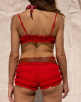 red smocked set. festival outfit. festival set. stagecoach set. stagecoach outfit