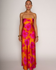 Floral printed satin maxi dress
Strapless elastic neckline
Inner runner grip lining
Side slit
Fully lined
Floral strapless maxi dress
wedding guest dress
tequila sunrise theme dress