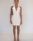 tan cream oatmeal Linen woven halter mini dress
Contrast halter collar
Button down closure
Smocked back
Lined
spring mini dress
summer mini dress